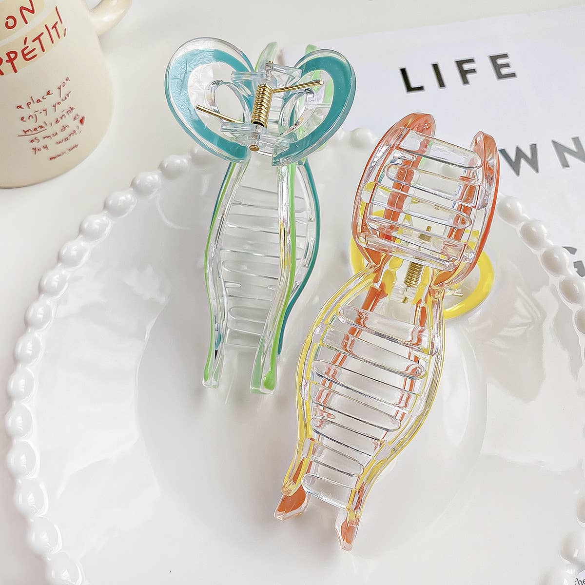 Colorful butterfly hairbow hair clip claw: Pink / Bow