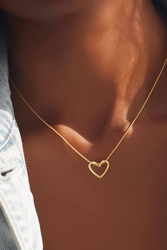 18K Gold Plated Waterproof Stainless Steel Heart Necklace