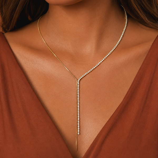 18K Gold Plated Stainless Steel Dainty Lariat Necklace