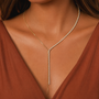 18K Gold Plated Stainless Steel Dainty Lariat Necklace