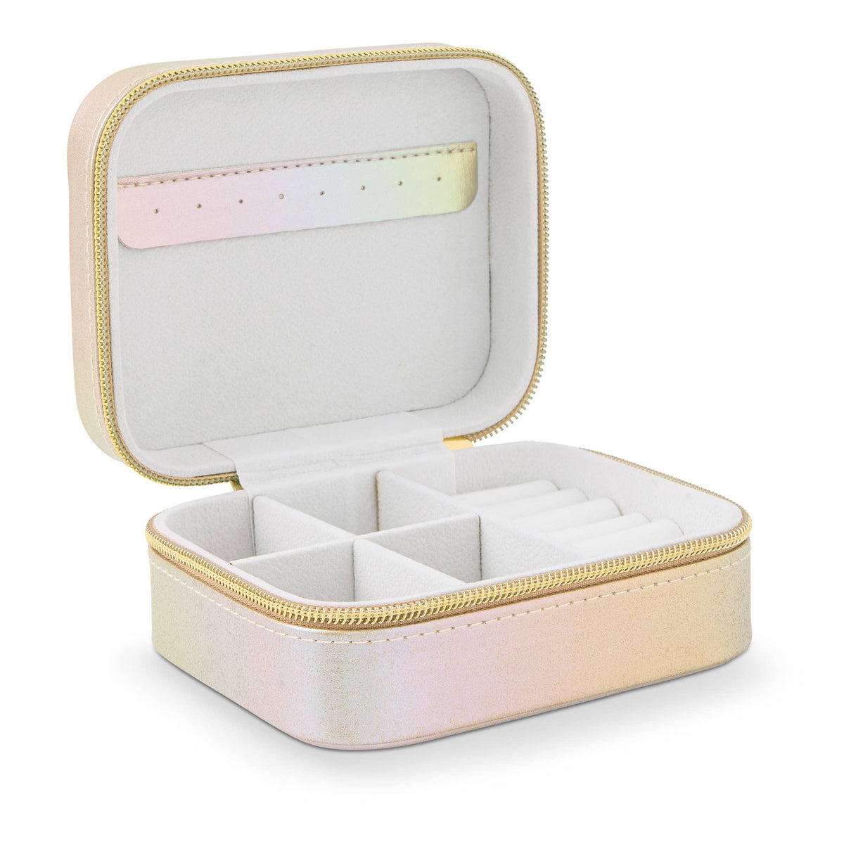 Mini Rectangle Travel Jewelry Organizer - Iridescent Gold