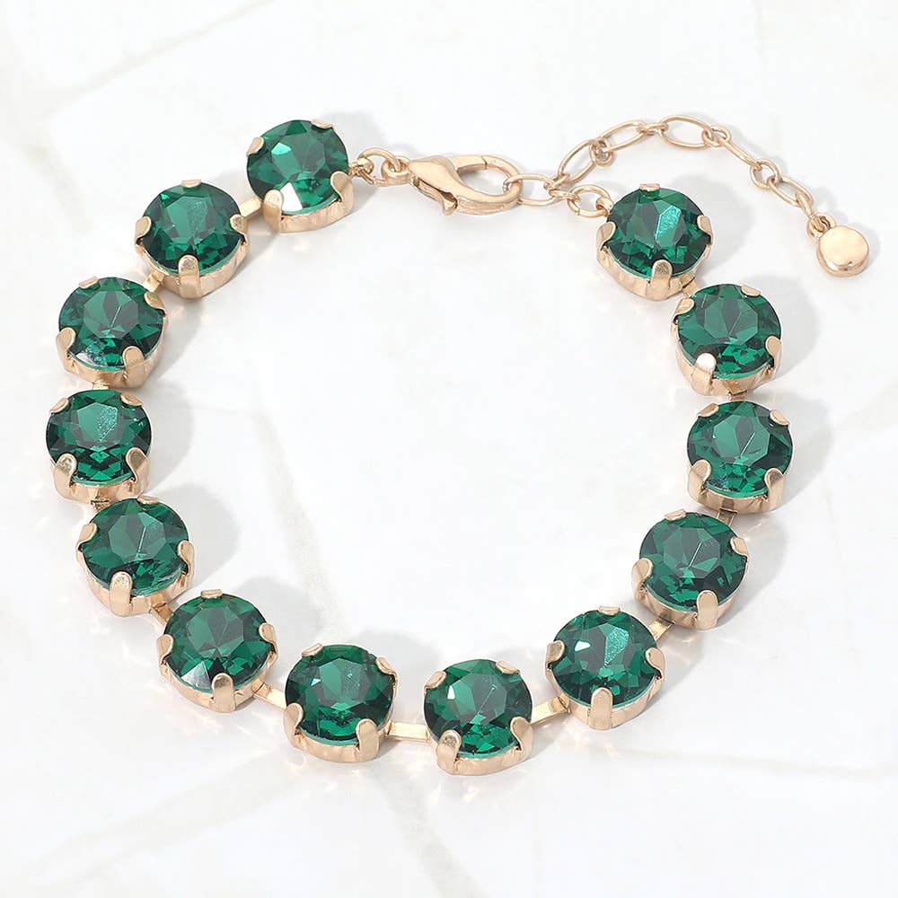 Round Stone Cluster Link Bracelet: Fuchsia