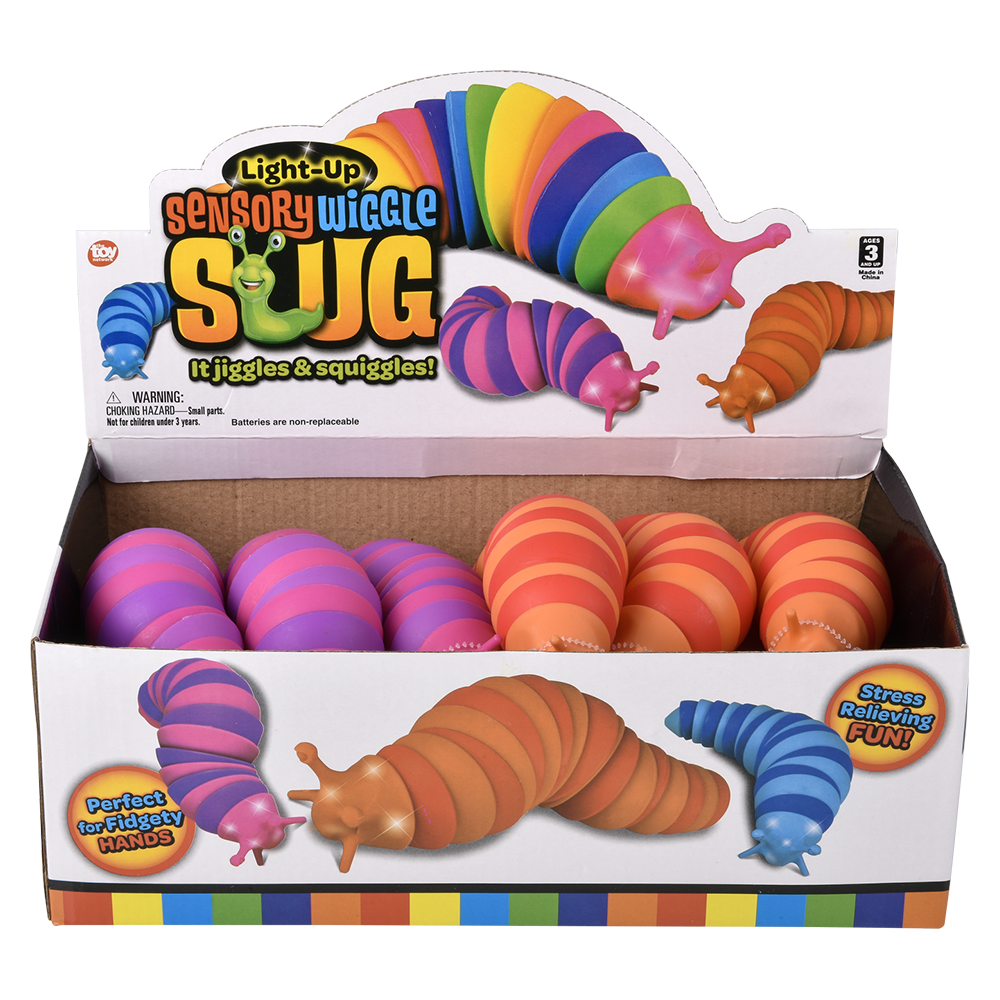 7" LIGHT-UP WIGGLE SENSORY SLUG 12CT
