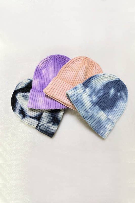 Women Tie-dye Beanie - Double Layer for Cold Weather: Burgundy