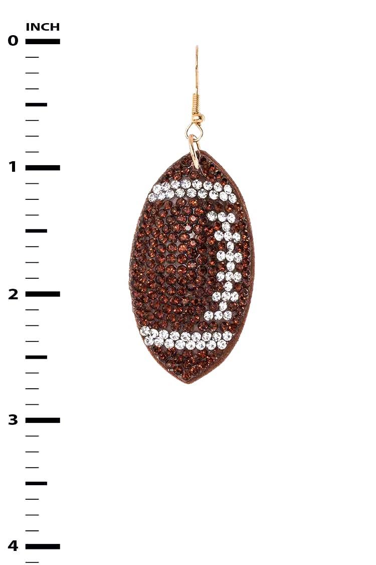 Rhinestone Football Pillow Earrings: Blue