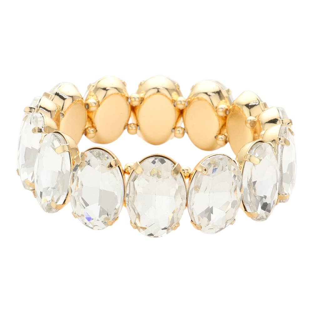Oval Stone Stretch Evening Bracelet: Multi