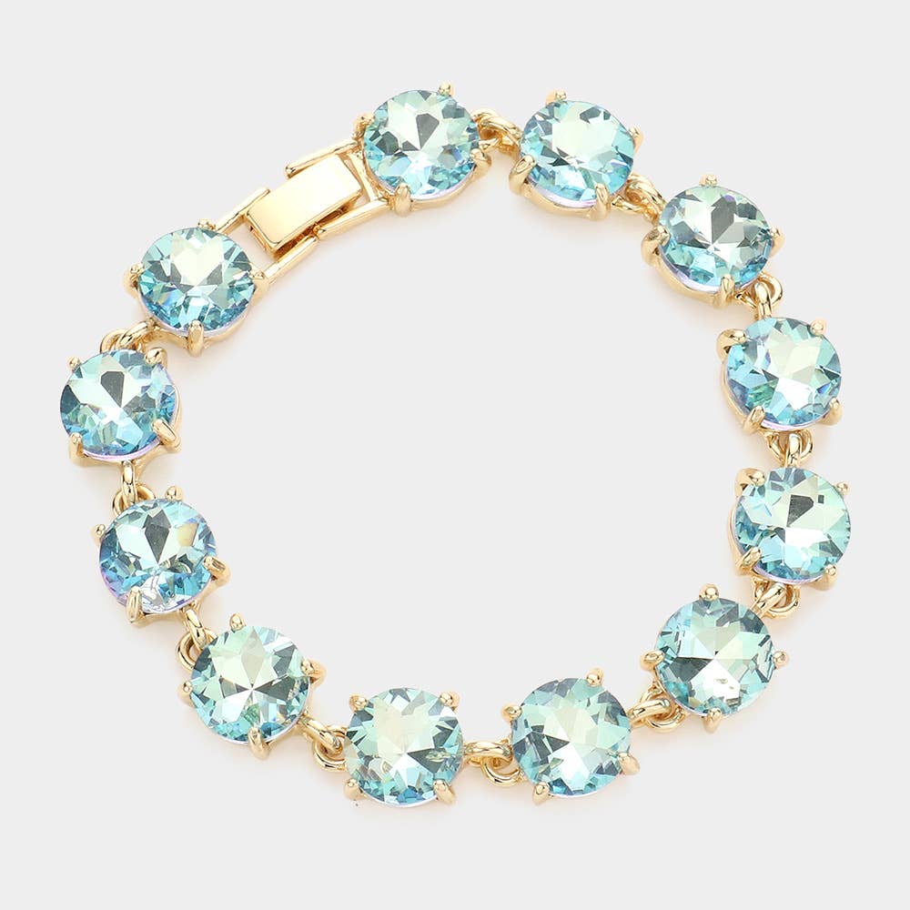 Round Stone Link Evening Bracelet: Gold