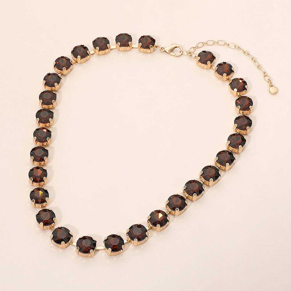 Round Stone Cluster Link Tennis Chain Necklace: Mint