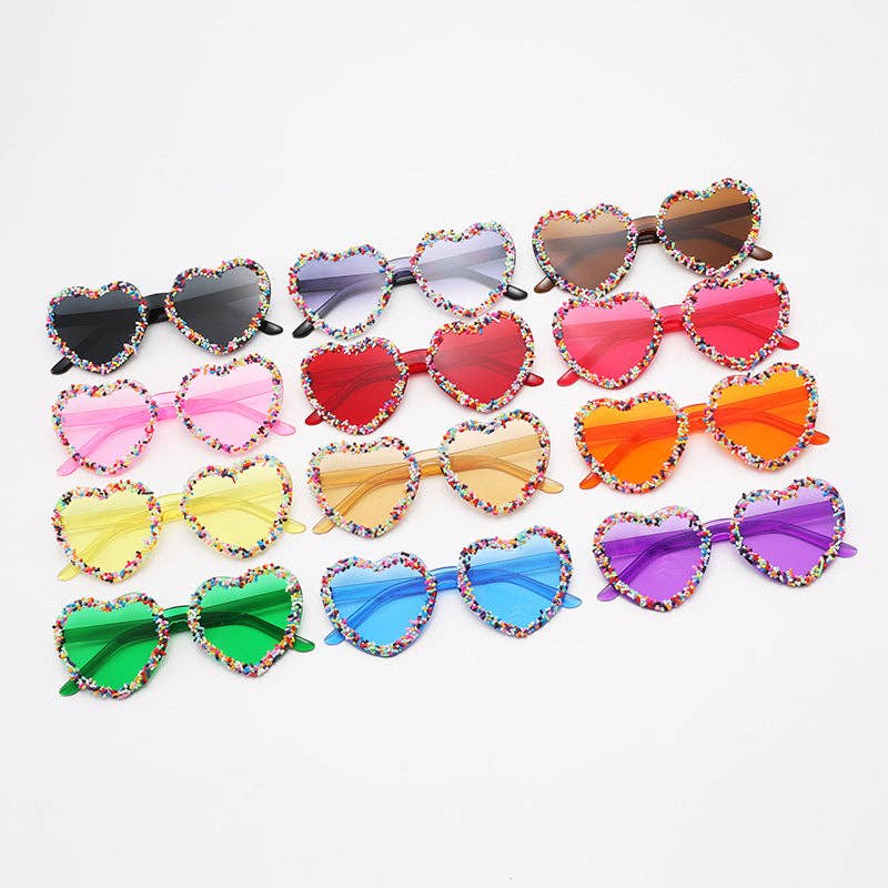 Heart-Shaped Fashion Sunglasses Trendy Beach Shades: Pink