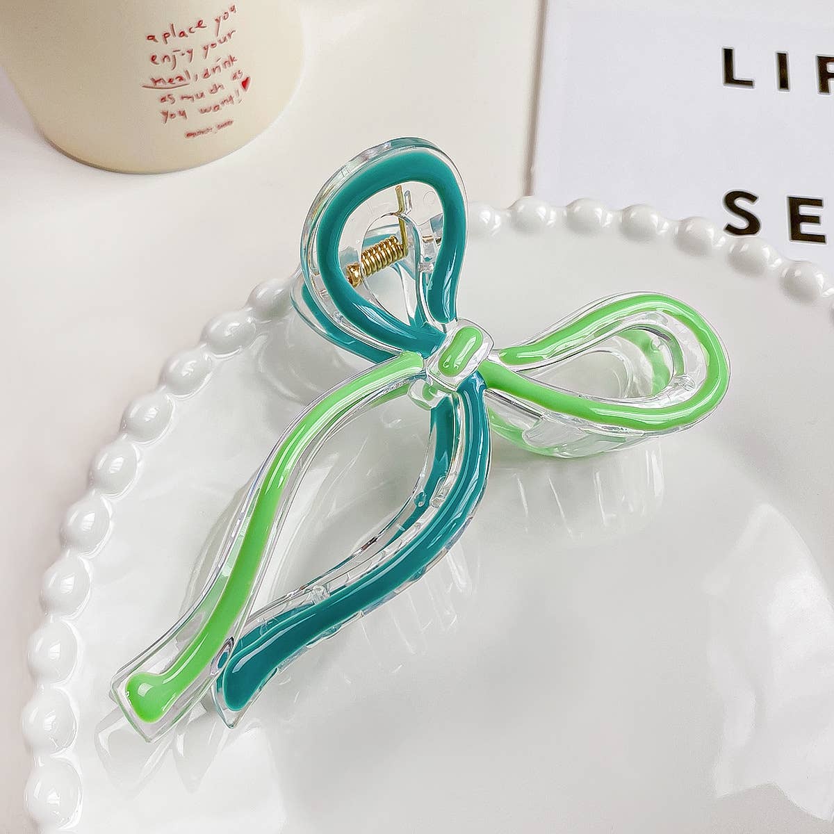 Colorful butterfly hairbow hair clip claw: Pink / Bow