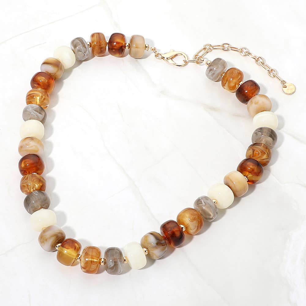 Chunky Colorful Rondelle Beaded Statement Necklace: Multi