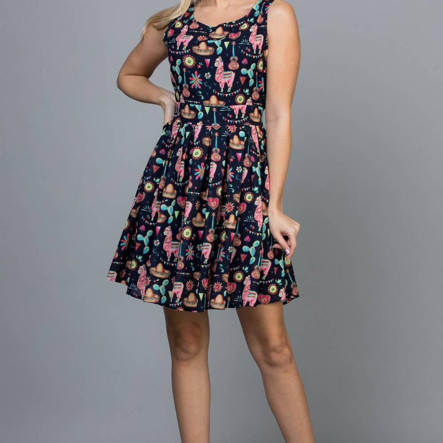 Fiesta Llama Print Dress