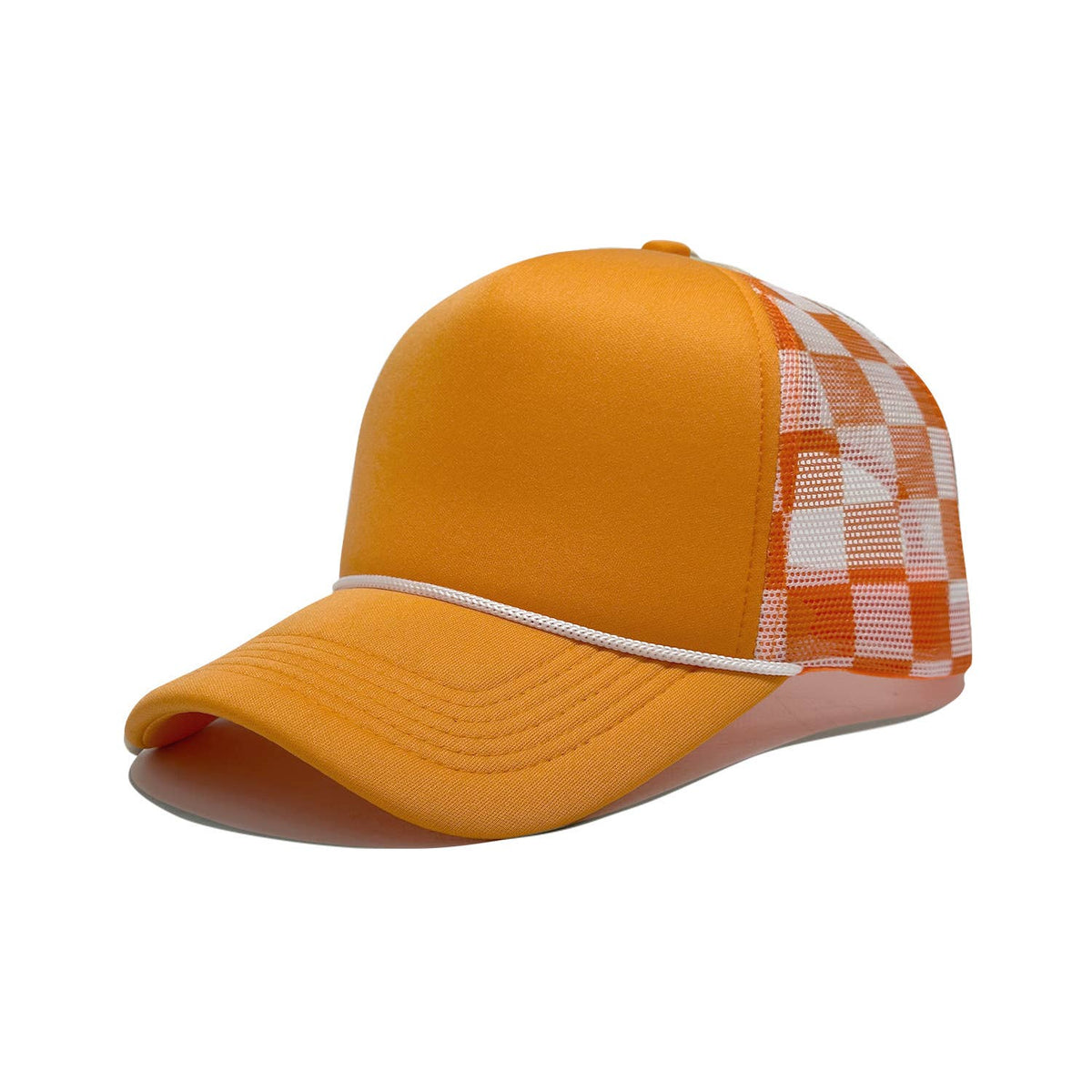 Checkerboard Mesh Trucker Hat Baseball Cap: Red