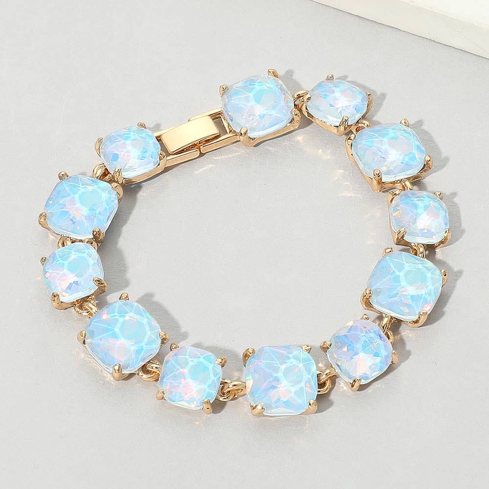 Cushion Square Stone Link Evening Bracelet: Vitrail Medium