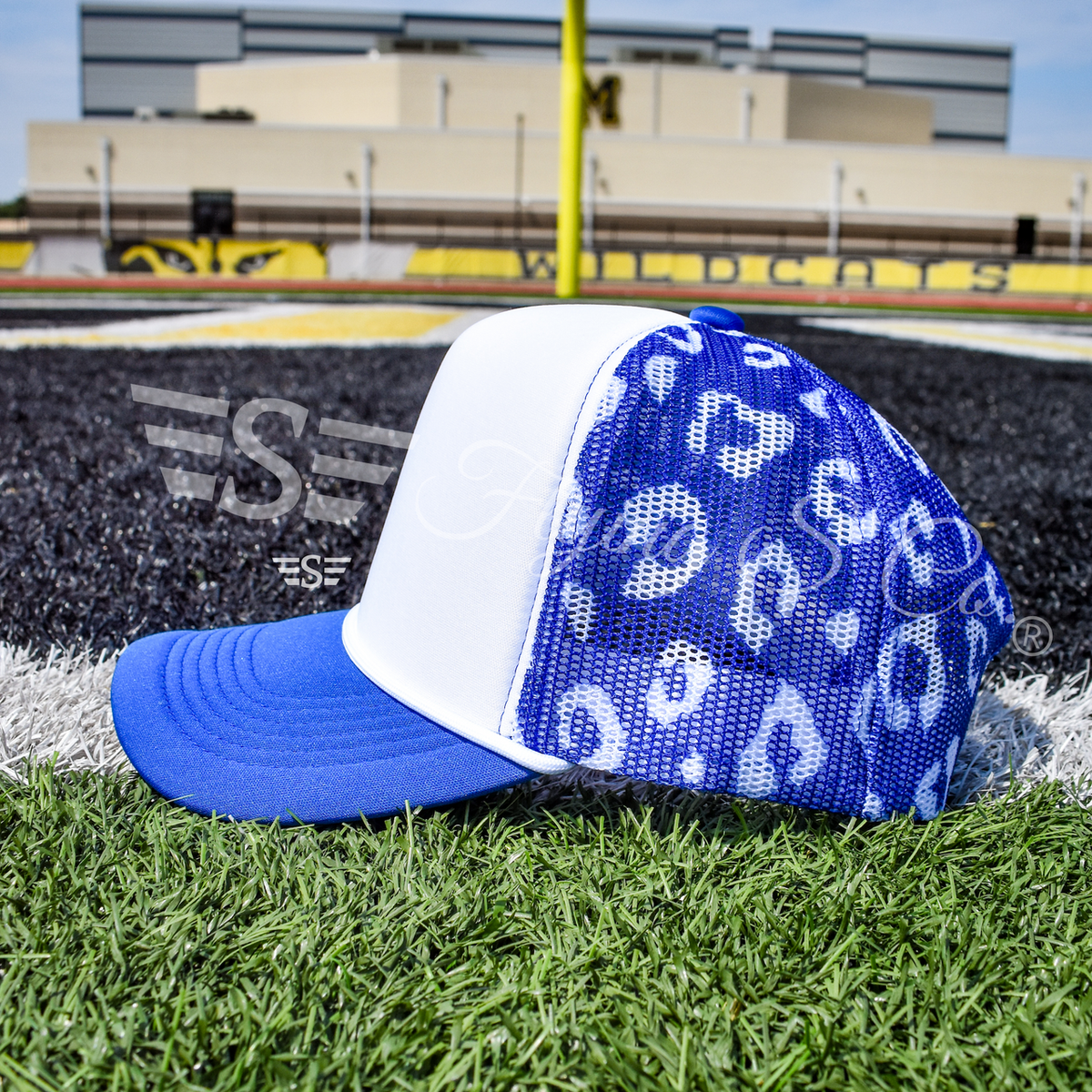 White Front Leopard Magna Pony™ Mesh Foam Trucker Hat: Purple