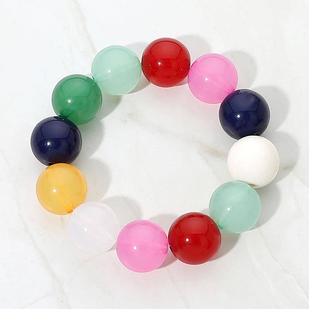 SECRET BOX_Chunky Round Beaded Stretch Bracelet: Multi