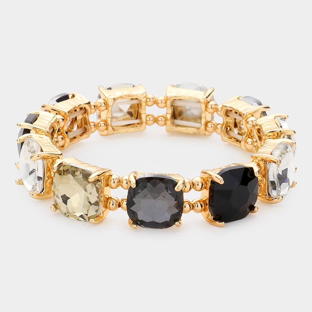 Cushion Square Stone Stretch Evening Bracelet: PPK