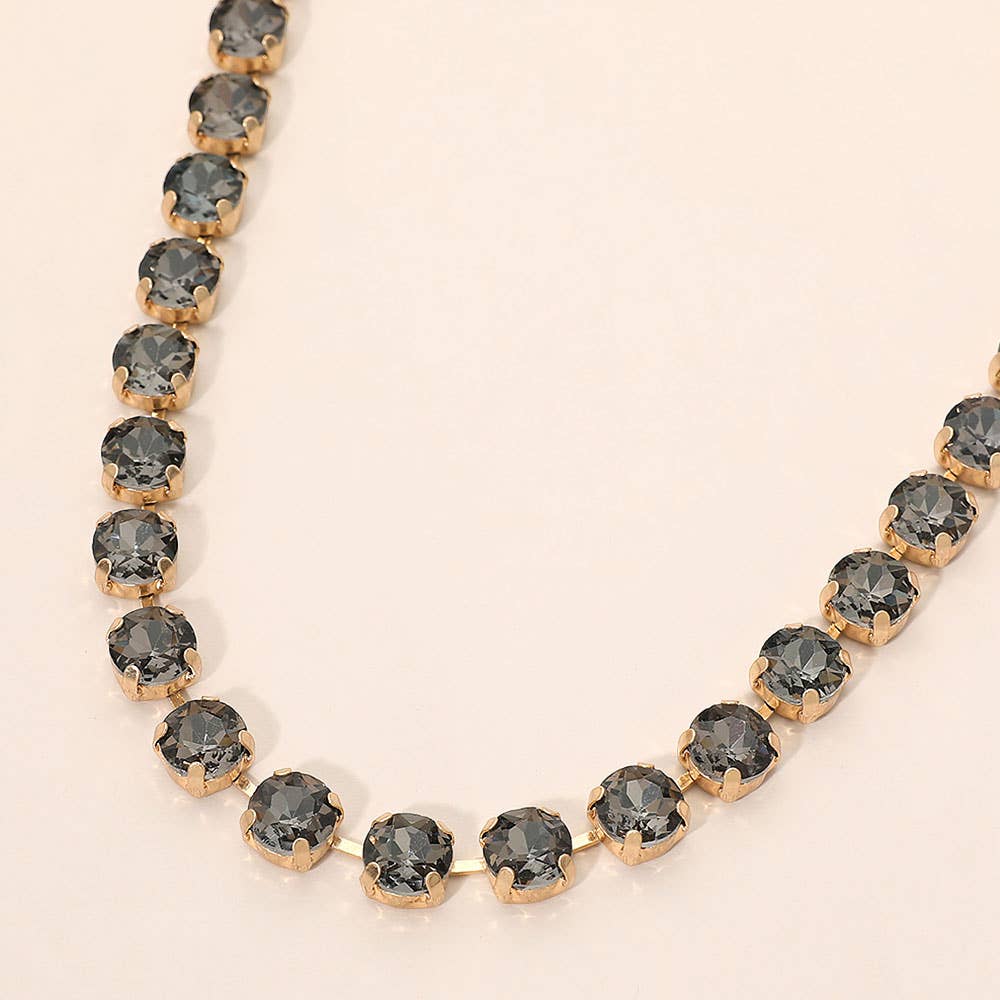 Round Stone Cluster Link Tennis Chain Necklace: Mint