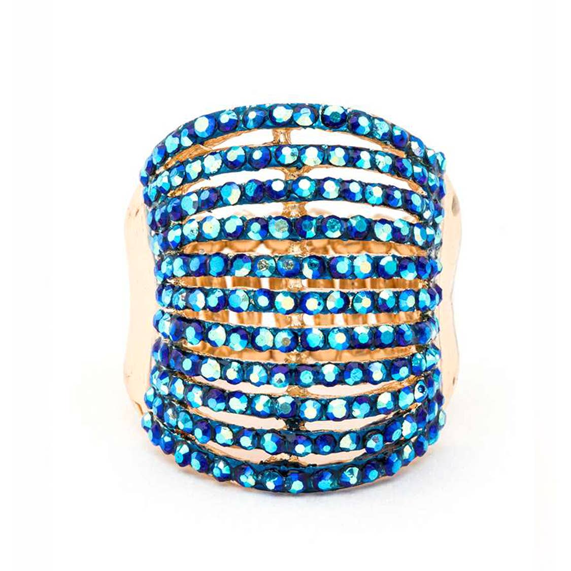 Layered Crystals Stretch Ring: Silver/AB