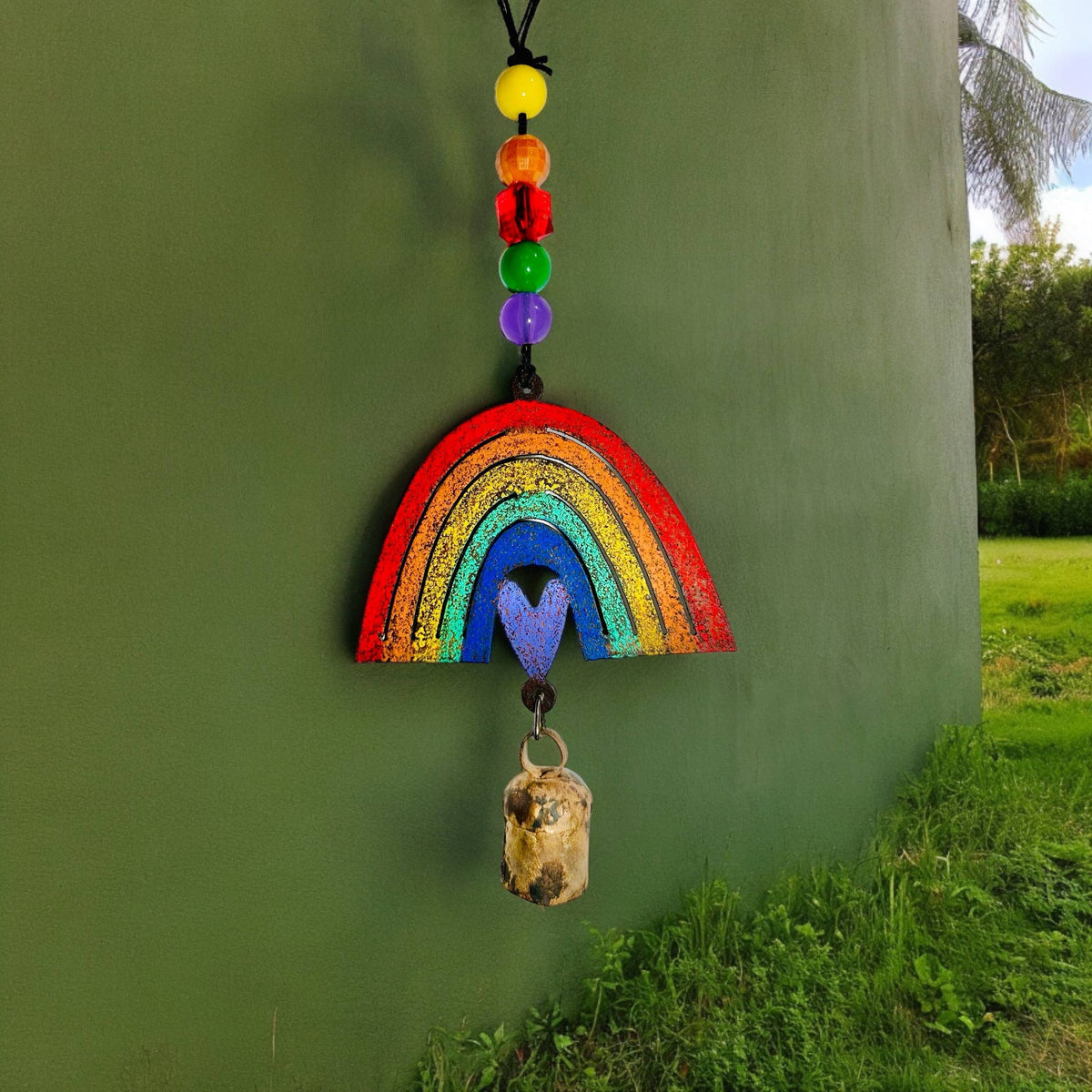 Rainbow wind chime cool pride ornaments empowerment metal