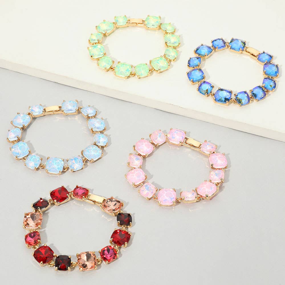 Cushion Square Stone Link Evening Bracelet: Vitrail Medium