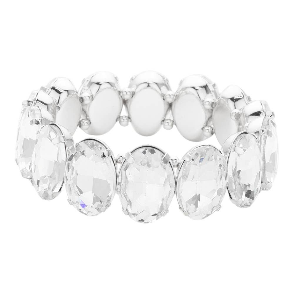 Oval Stone Stretch Evening Bracelet: Multi