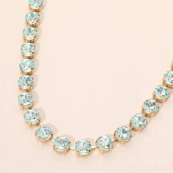Round Stone Cluster Link Tennis Chain Necklace: Mint