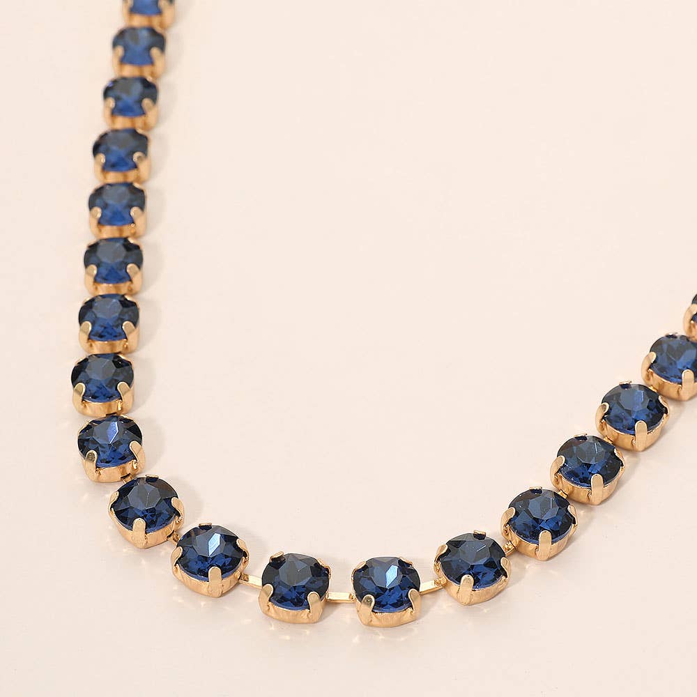 Round Stone Cluster Link Tennis Chain Necklace: Mint