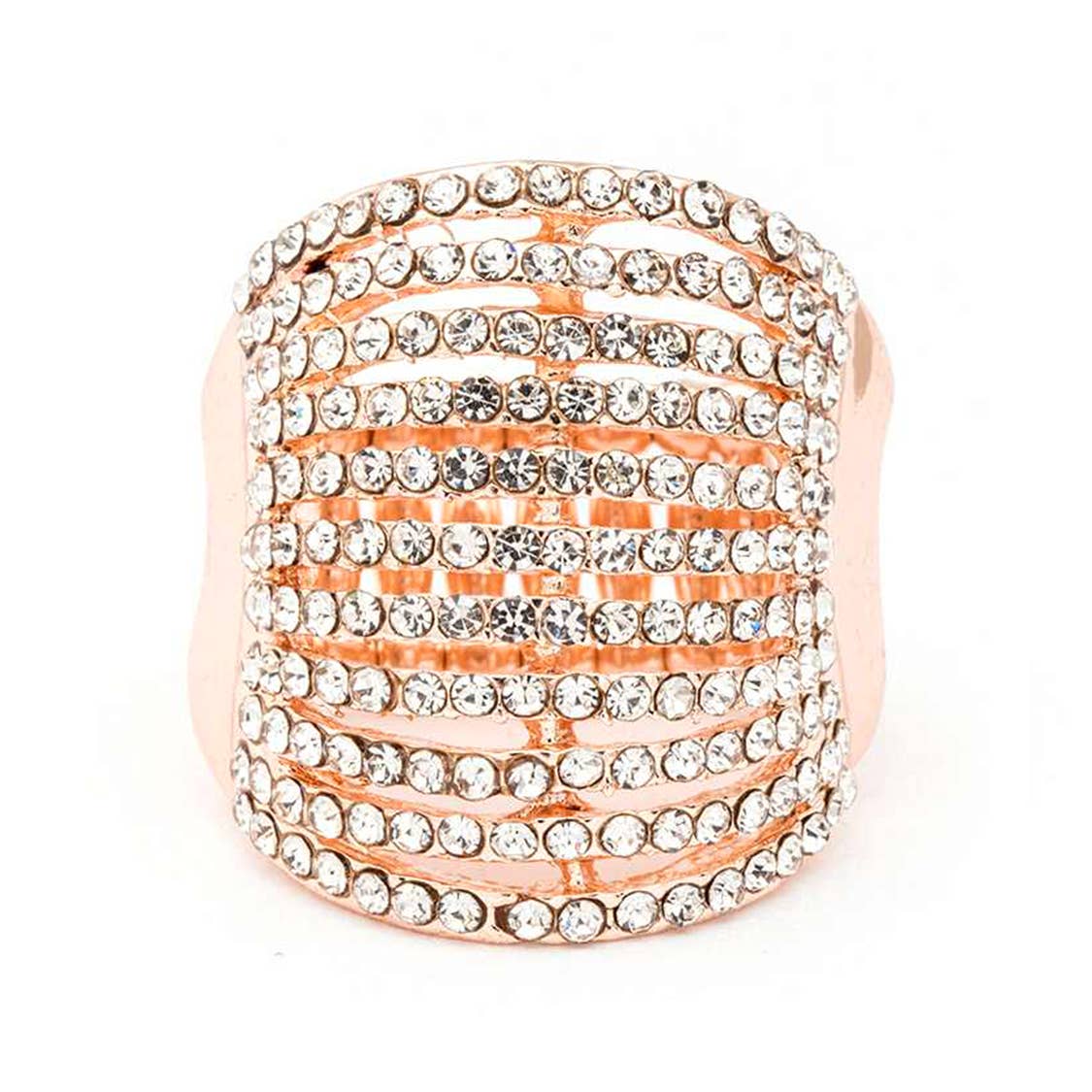 Layered Crystals Stretch Ring: Silver/AB