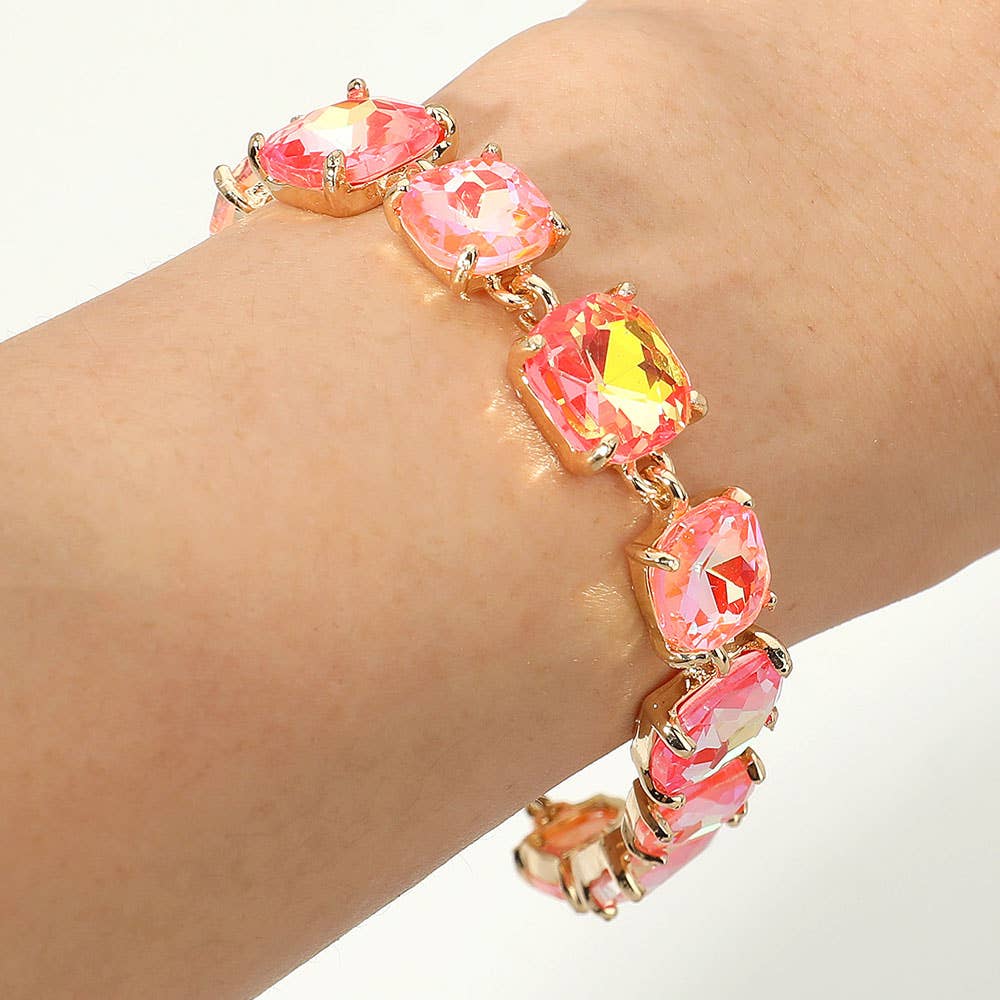 Cushion Square Stone Link Evening Bracelet: Vitrail Medium