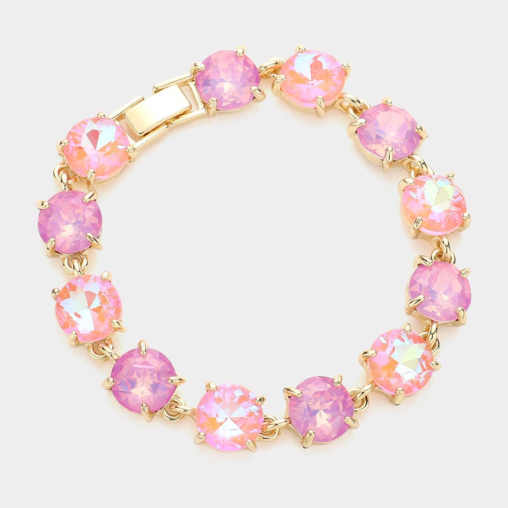 Round Stone Link Evening Bracelet: Gold