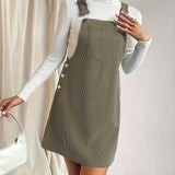 Leisure Corduroy shortall dress: Olive - Candle Queen Candles