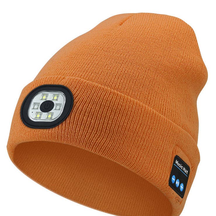 Wireless Bluetooth Beanie with LED Light Outdoor Warm Knit Hat: M1-L10 Black 1-Light