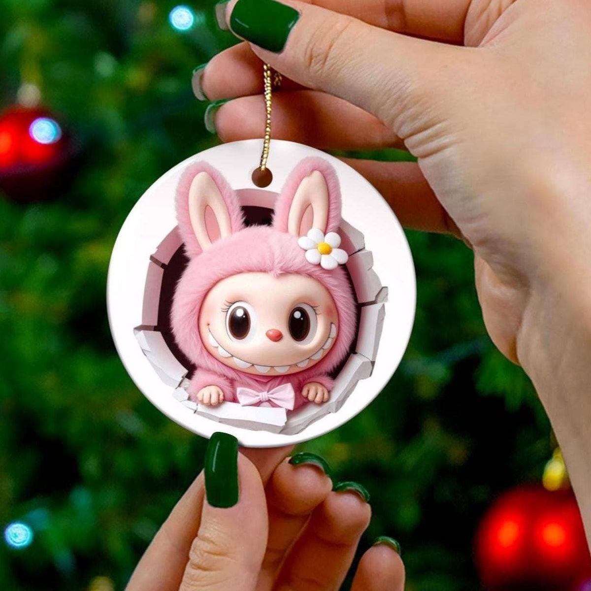 Labubu Xmas Tree Ornament, Christmas Labubu Monster Decor