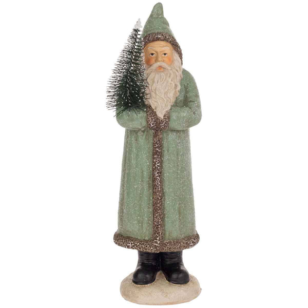 10.25" Tall Sage Green Hooded Saint Nick Christmas
