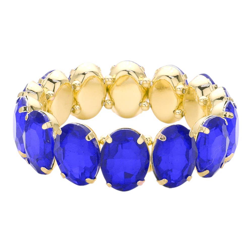 Oval Stone Stretch Evening Bracelet: Multi