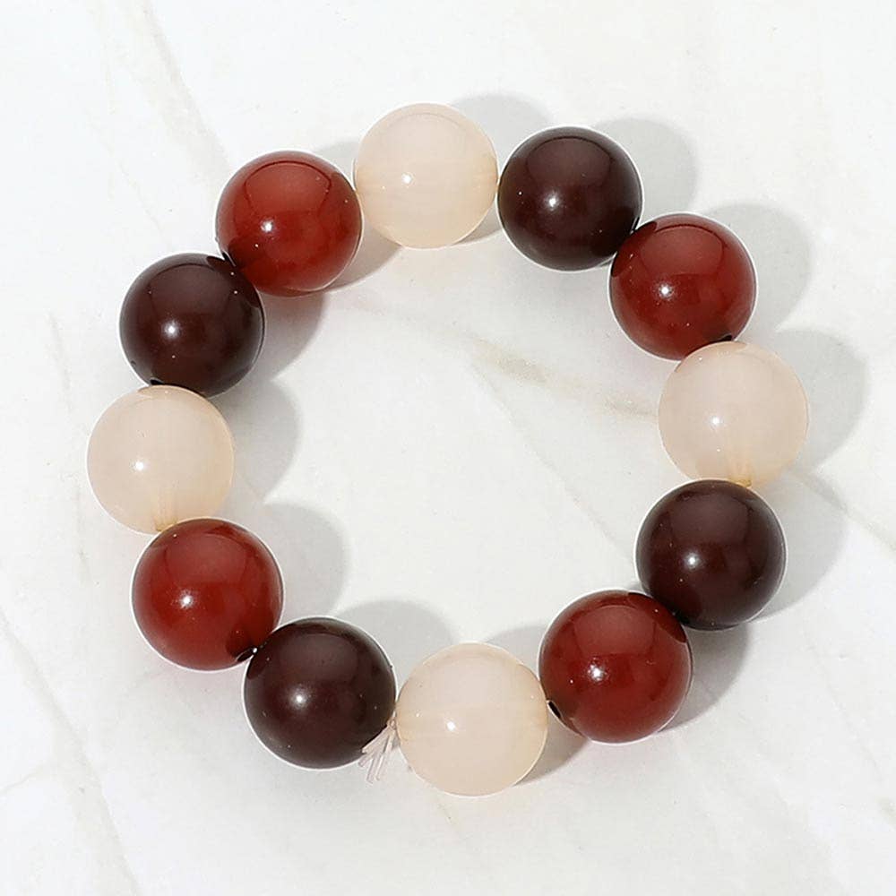 SECRET BOX_Chunky Round Beaded Stretch Bracelet: Multi
