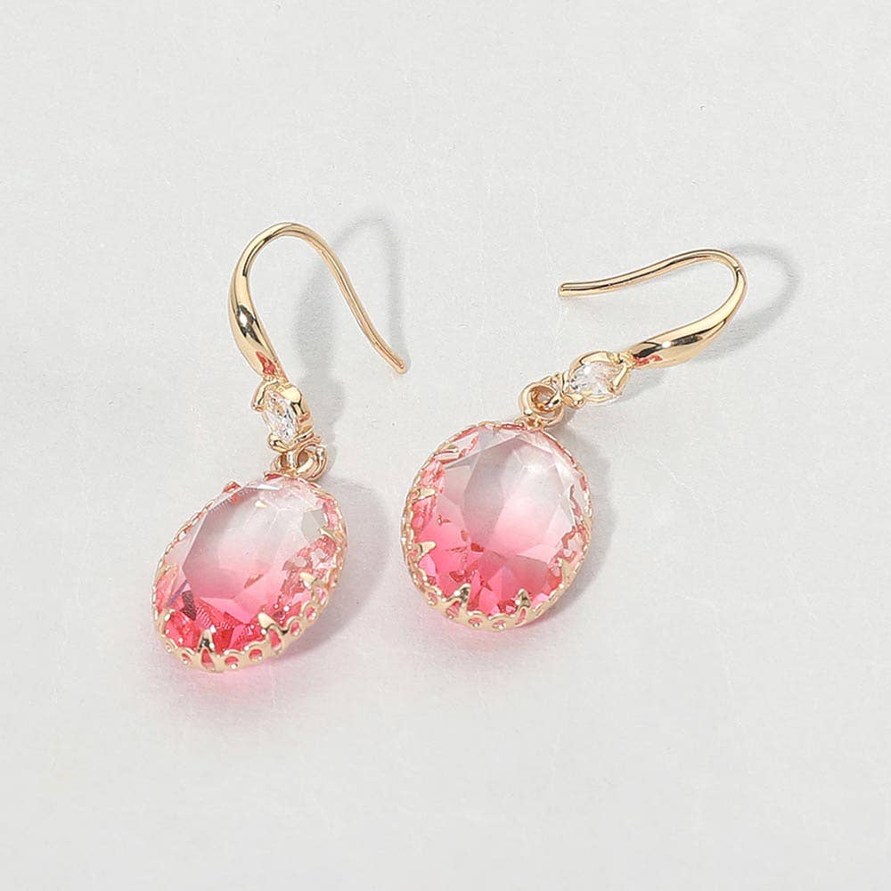 Oval Stone Drop Earrings: Light,Multi