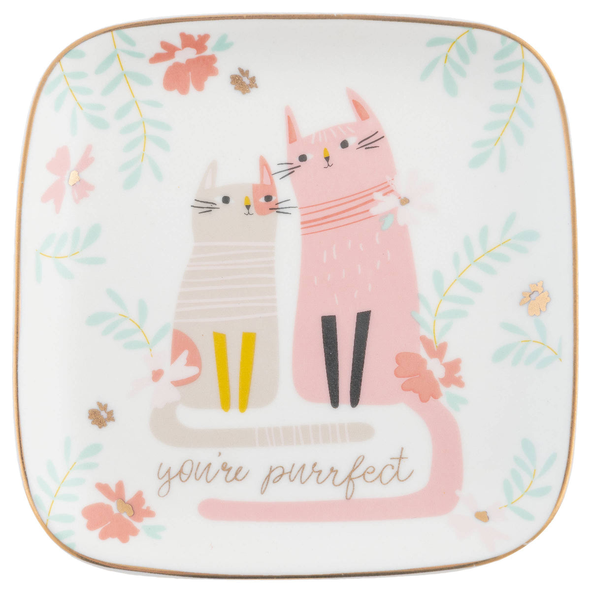 Flora Square Trinket Tray: Small / Cat