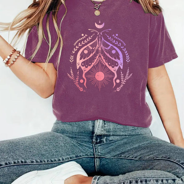 Field of Dreams: Wildflower & Moth Graphic Tee: Berry