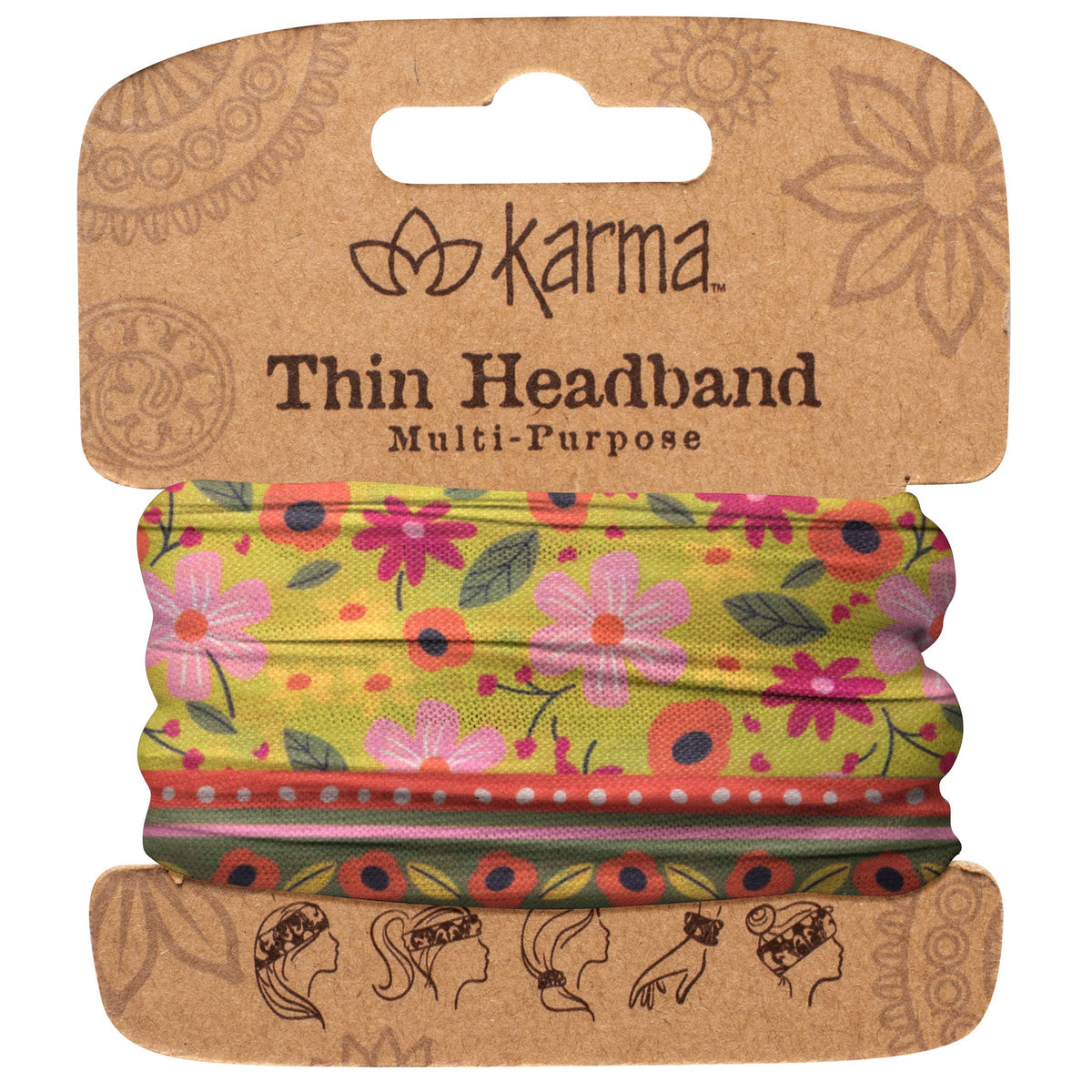 Thin Headband: Lime Floral