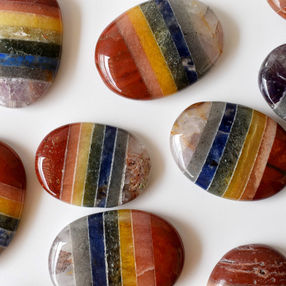 Bonded Chakra Worry Stones, Pocket Crystal, Thumb Stones