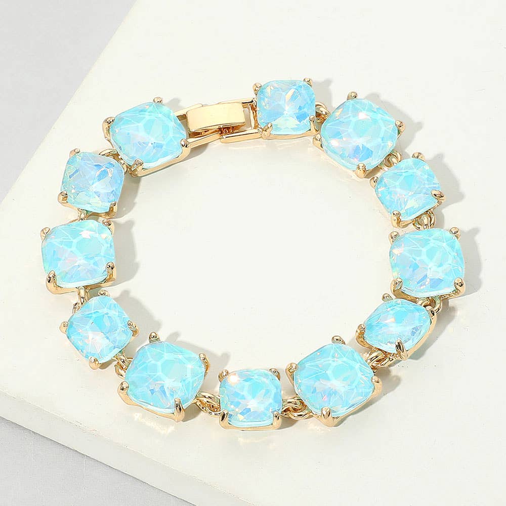 Cushion Square Stone Link Evening Bracelet: Vitrail Medium