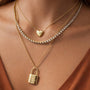 18K Gold Plated Stainless Steel Layered Lock Necklace