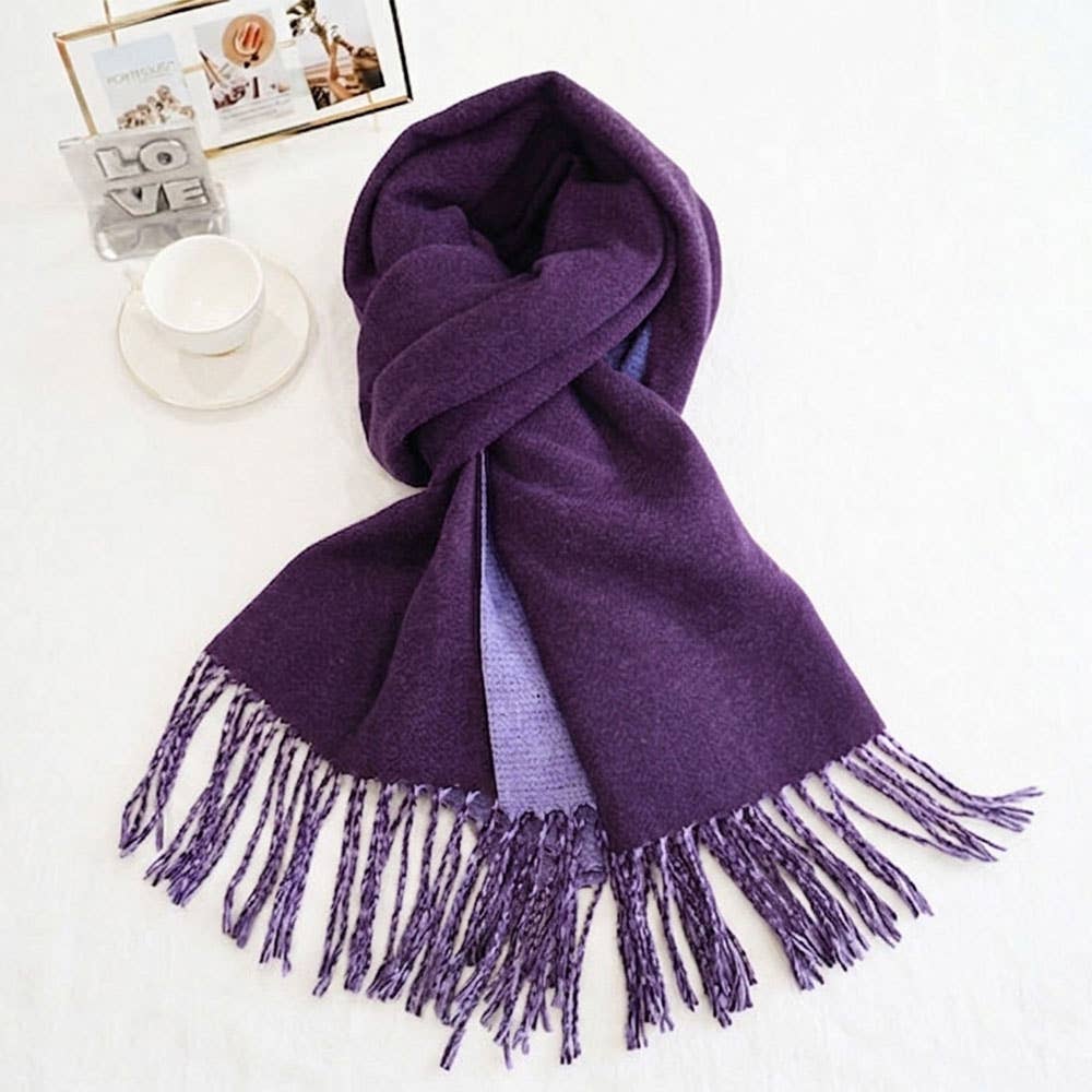 Soft Two Tone Classic Fringe Shawl Wrap Scarf: Beige,Dust Pink