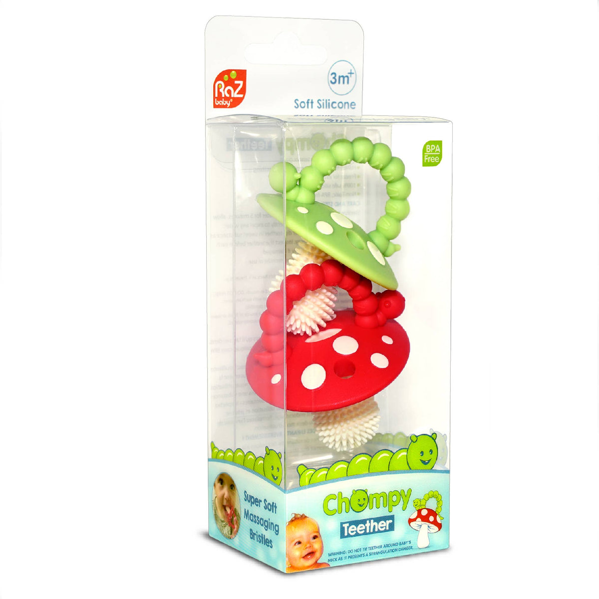 Chompy Mushroom Silicone Teether - 2PK: Red/Green