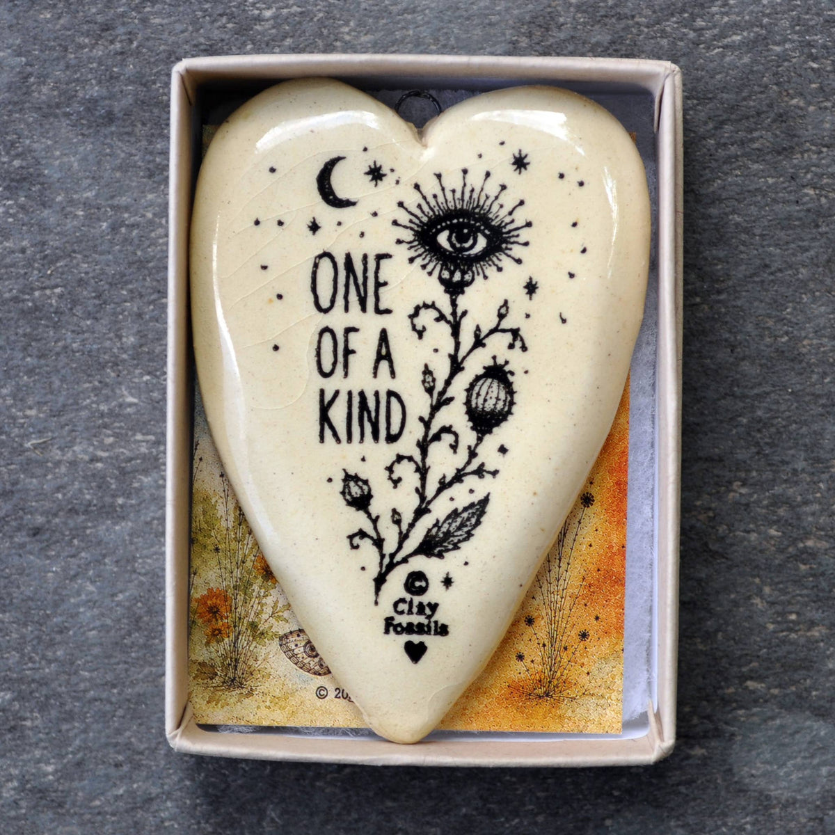 One of a Kind, handmade USA, boxed gift, clay