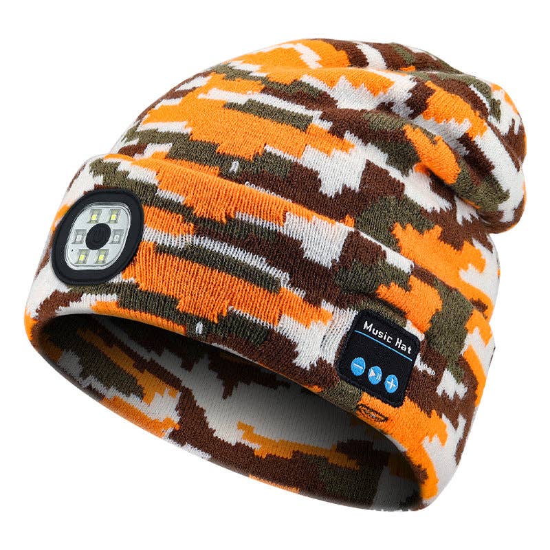 Wireless Bluetooth Beanie with LED Light Outdoor Warm Knit Hat: M1-L10 Medium Heather Gray 1-Light