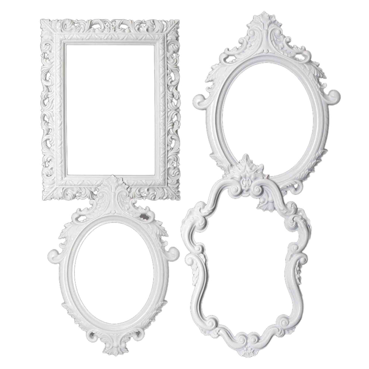 Decorative Plastic Photo Frame Set - White: White