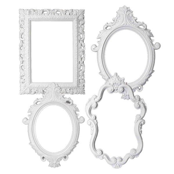 Decorative Plastic Photo Frame Set - White: White
